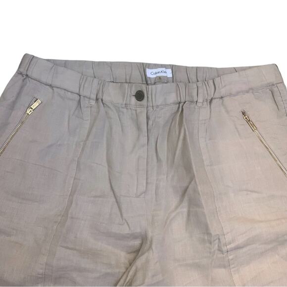 Calvin Klein Beige Khaki Tan Drawstring Linen Pants Size XL Summer Utility - Picture 5 of 11